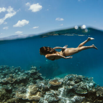 Girl Swimming Underwater In The Great Barrier Reef 1